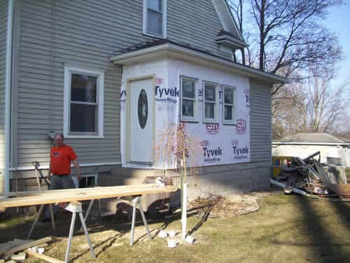 Framing work was done to make this an enclosed addition at a house in Iowa