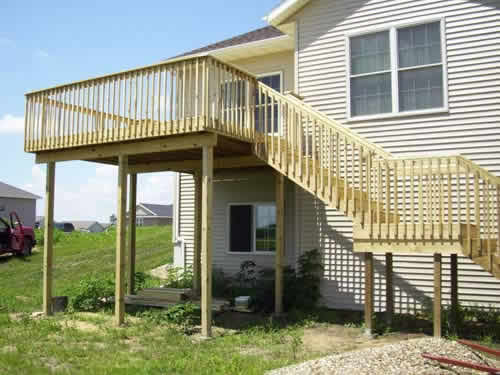 Construction project of deck at a house in Cedar Falls Iowa